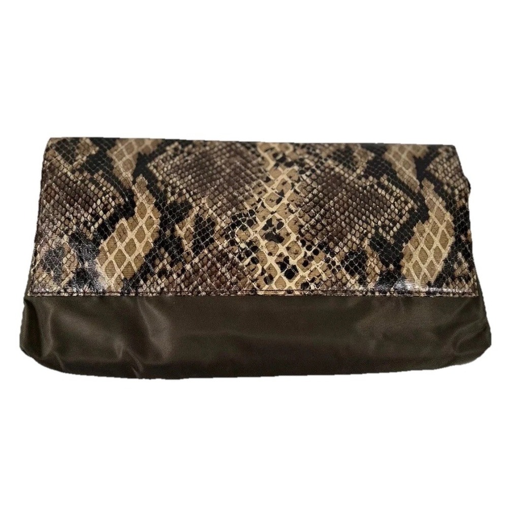 Vintage Carlo Falchi by Falchi Brown Beige Faux Snake Skin Crossbody, Clutch